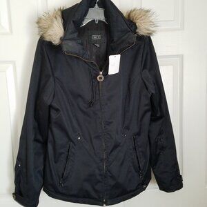 NILS womans size 12 ski Jacket with removable trimmed hood EUC